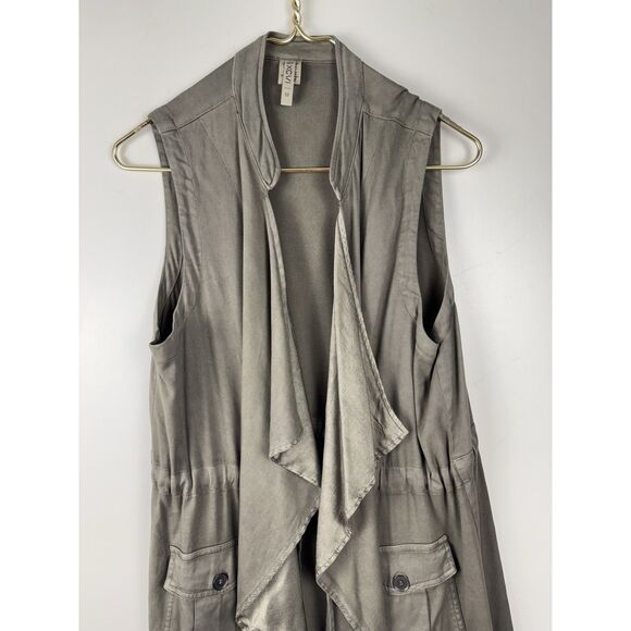 XCVI vest jacket womens medium M olive green tencel boho artsy lagen look casual - Picture 6 of 6